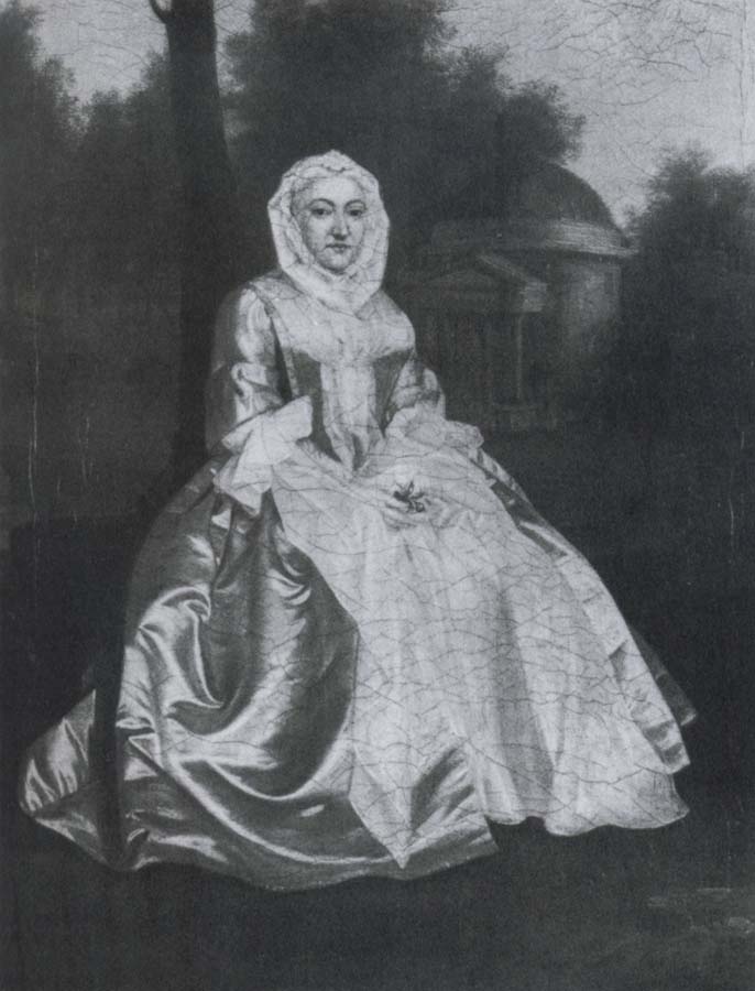 Probably Dorothy Savile,Countess of Burlington,seated in the Orange tree garden at Chiswick